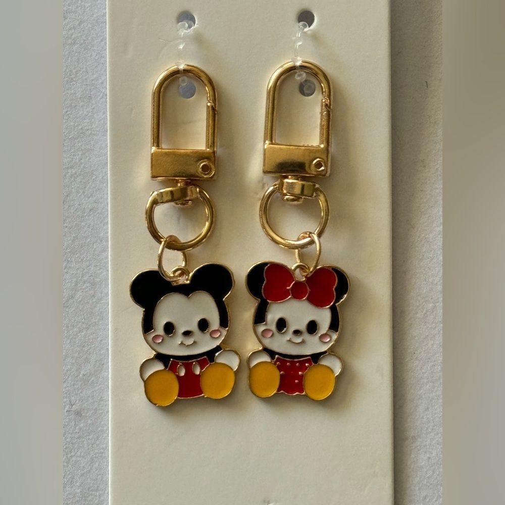 BAG CHARM Gold Tone Baby Mickey and Minnie Bag Charm Keychain